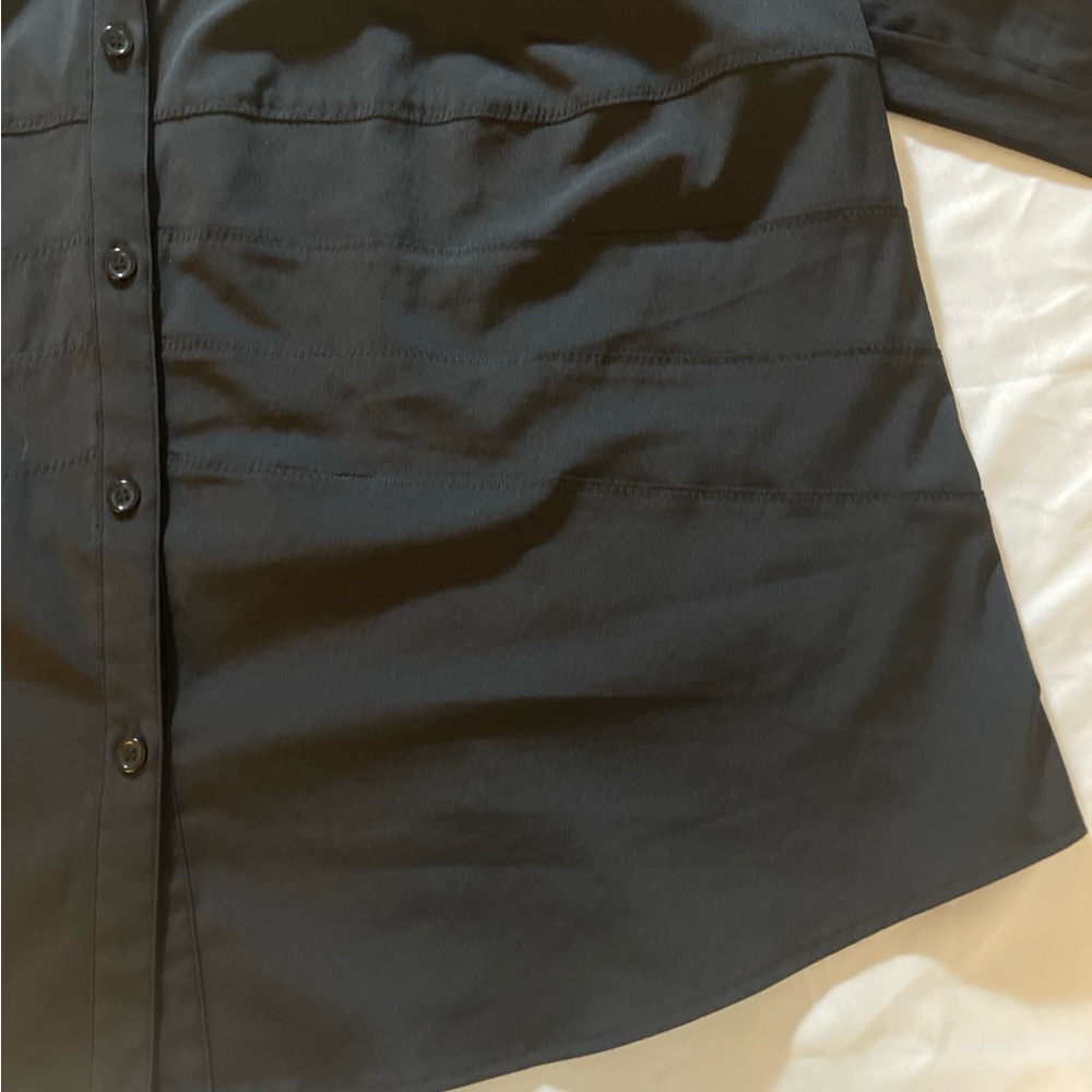 Style & Co Women’s 24W Black Button Up Blouse Long Sleeve Stretch Plus Size top - Picture 9 of 13